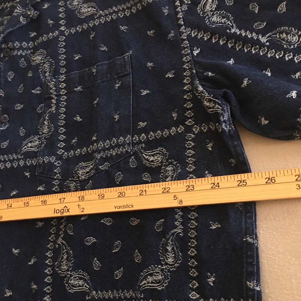 American Eagle Button Up Shirt Men's Size L Tall Blue Relaxed Bandana Paisley - Picture 13 of 16